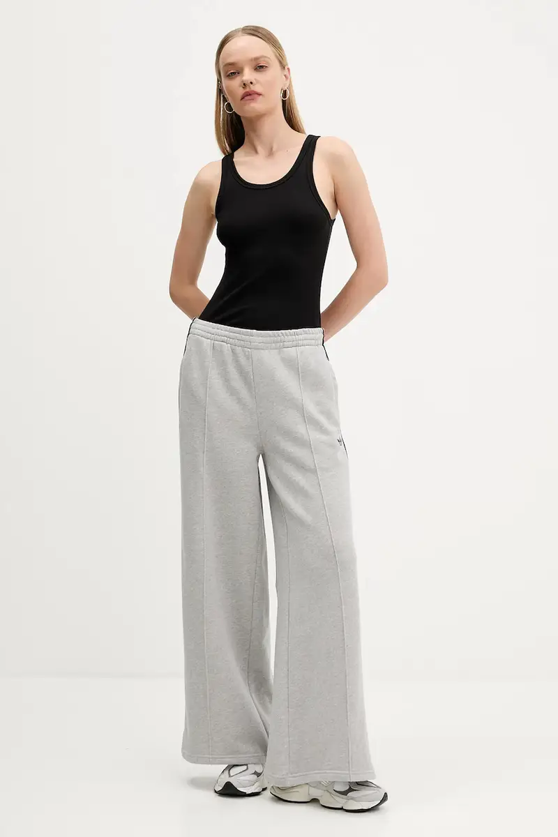 pantaloni tuta di cotone 3-Stripes donna colore grigio con applicazione JV7476 miniatura 2