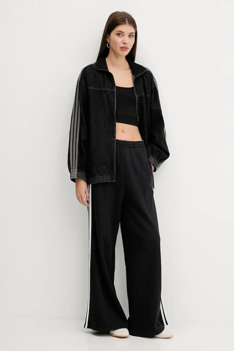 pantaloni tuta di cotone 3-Stripes donna colore nero con applicazione JV7473 miniatura 2