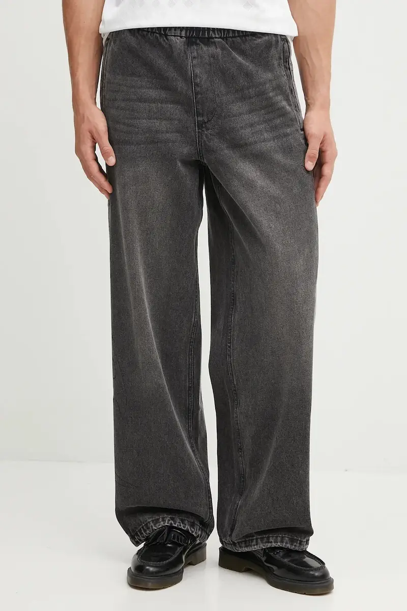 pantaloni tuta di cotone Adilenium Denim uomo colore nero KF8543