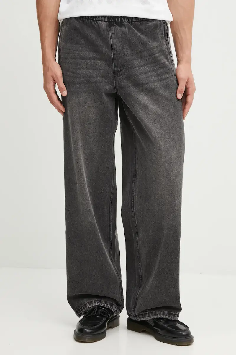 pantaloni tuta di cotone Adilenium Denim uomo colore nero KF8543