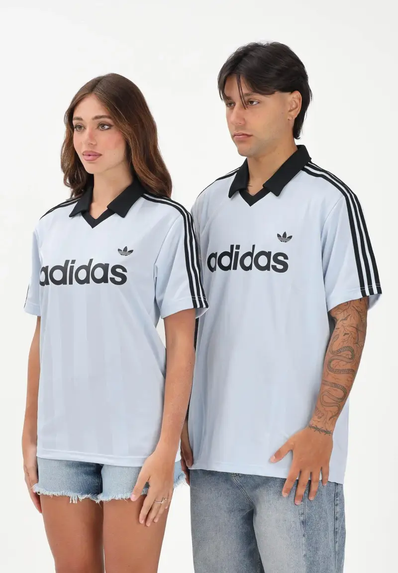 Polo a manica corta ARCHIVE COLLAR ENGINEERED celeste per uomo e donna