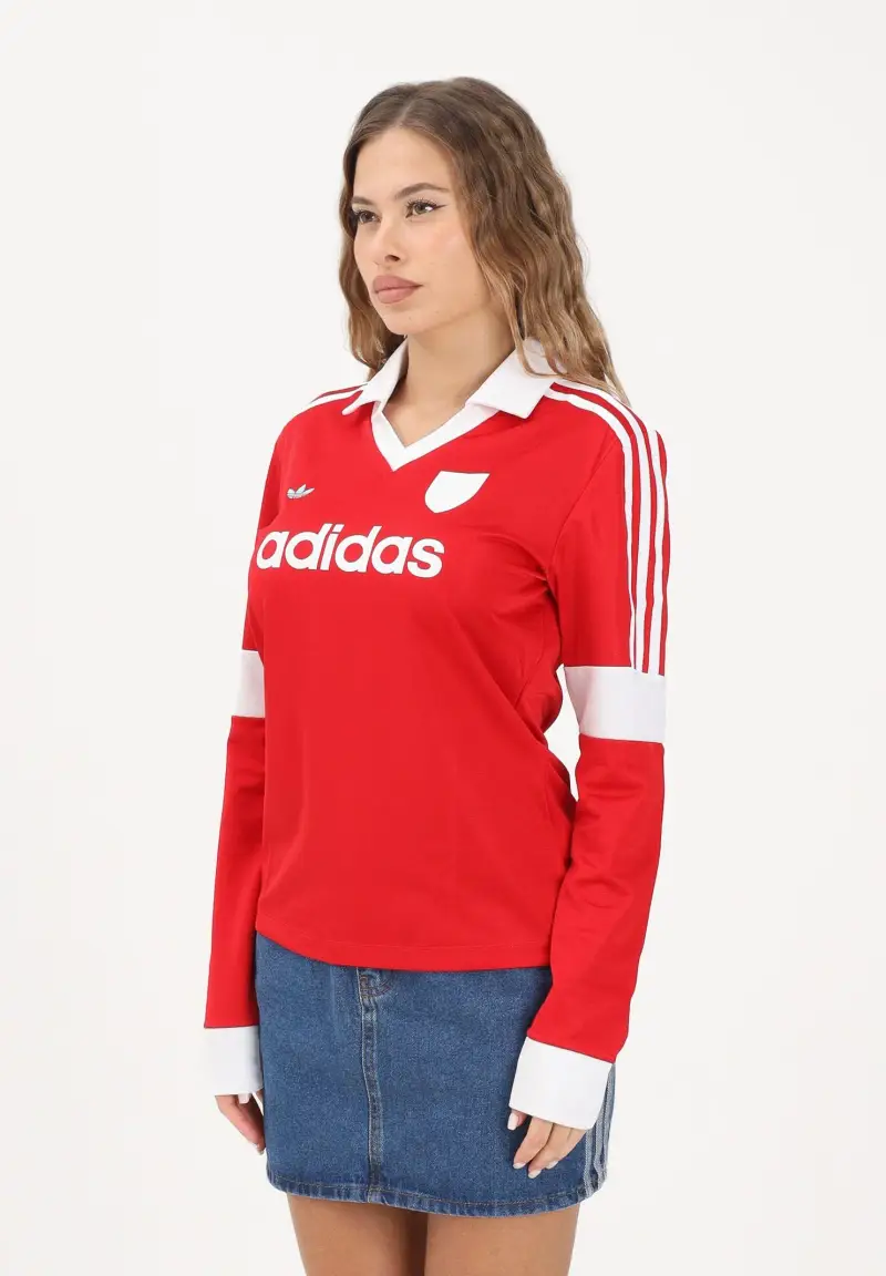 Polo a manica lunga Graphic Football rossa da donna