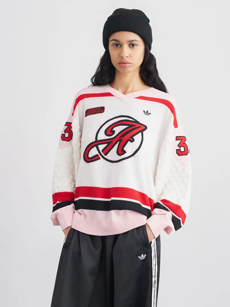 Pullover rosso / nero / bianco miniatura 2