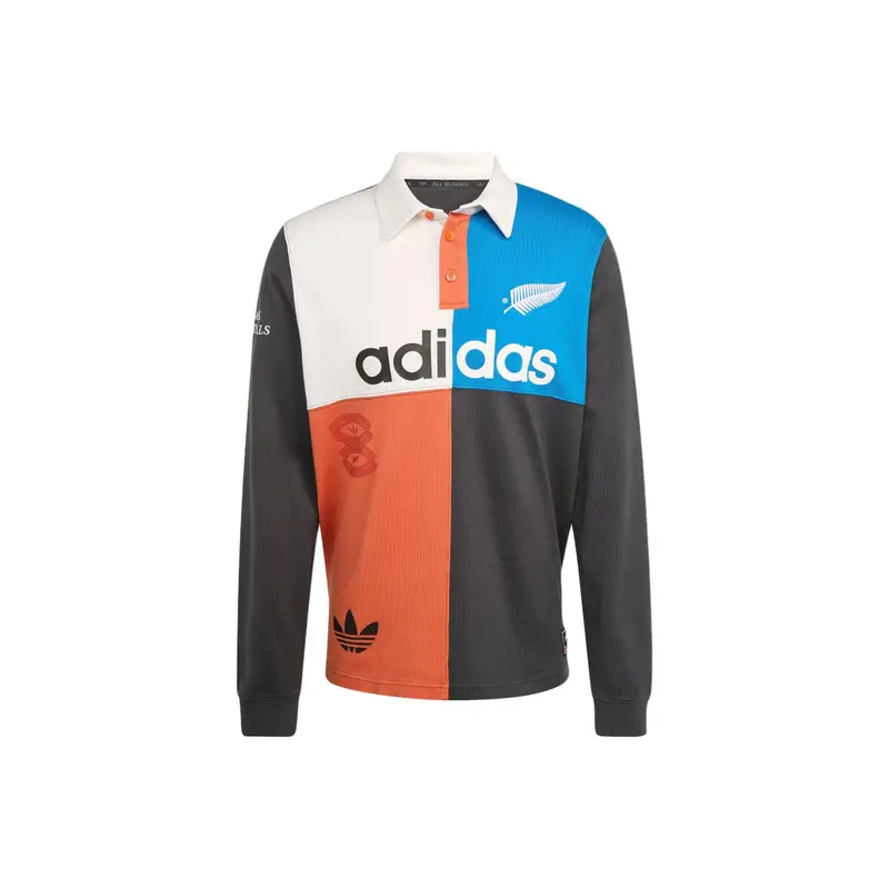 Originals Rugby All Blacks Heritage Vintage Vestibilità Ampia Polo a Maniche Lunghe Uomo top KG4638 2XL