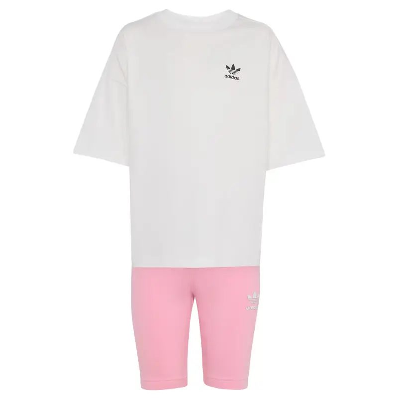 Set 'Cycling Shorts and Tee Set' rosa chiaro / bianco