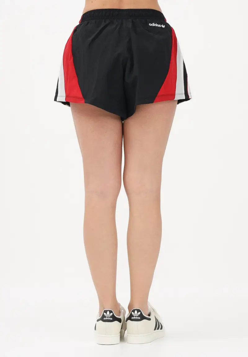 Shorts sportivo Santiago Woven nero, rosso e bianco da donna miniatura 3