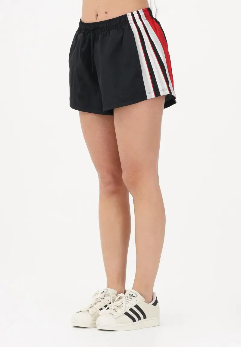 Shorts sportivo Santiago Woven nero, rosso e bianco da donna