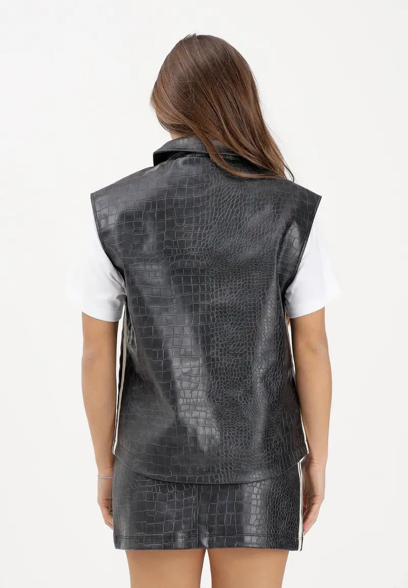 Smanicato Pleather nero da donna miniatura 3