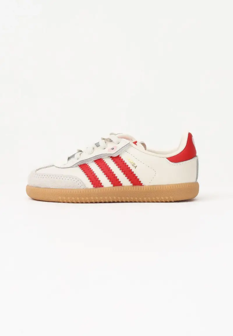 Sneakers SAMBA ELASTIC LACES beige e rosse da neonato