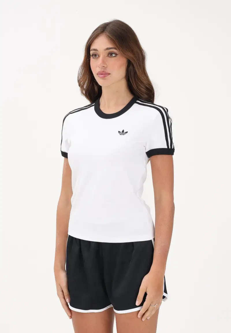 T-shirt a manica corta 3-Stripes bianca da donna