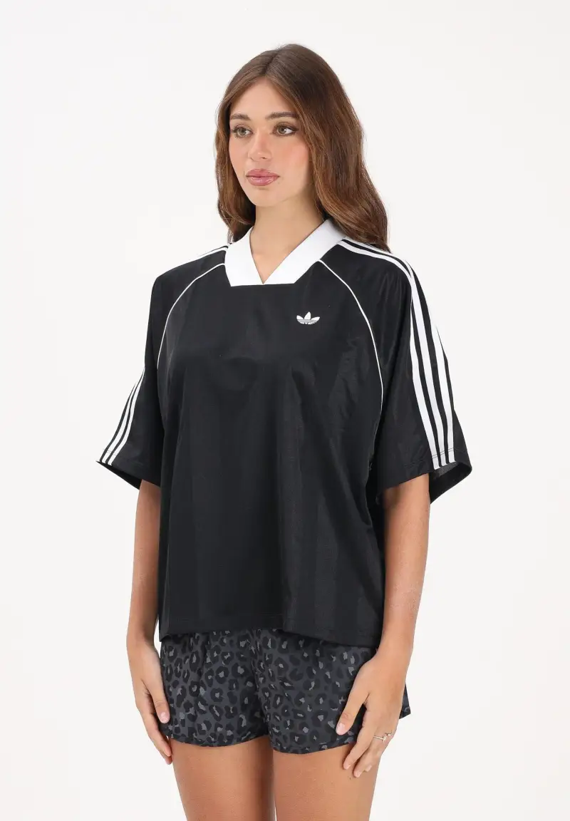 T-shirt a manica corta 3 STRIPES JAQUARD nera da donna