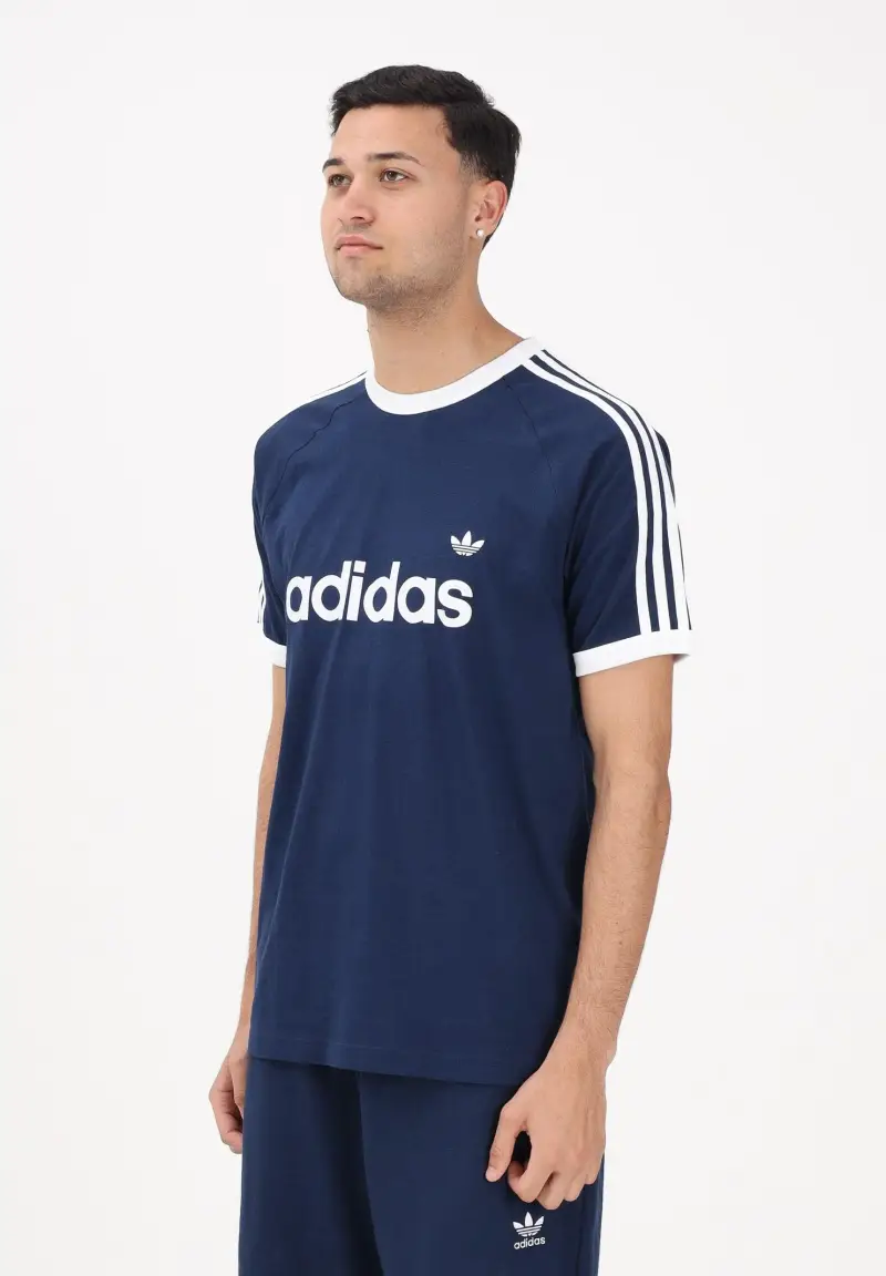 T-shirt a manica corta 3-Stripes Slim Ringer blu da uomo