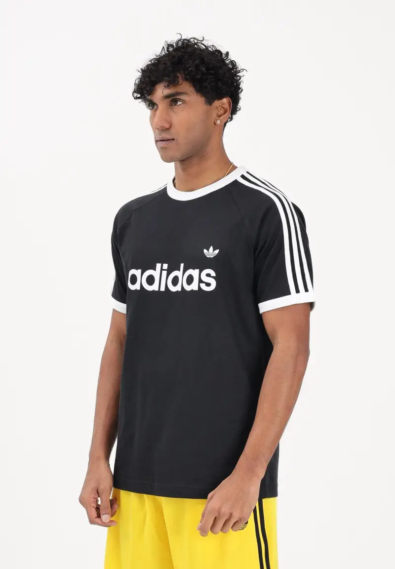 T-shirt a manica corta 3-Stripes Slim Ringer nera da uomo