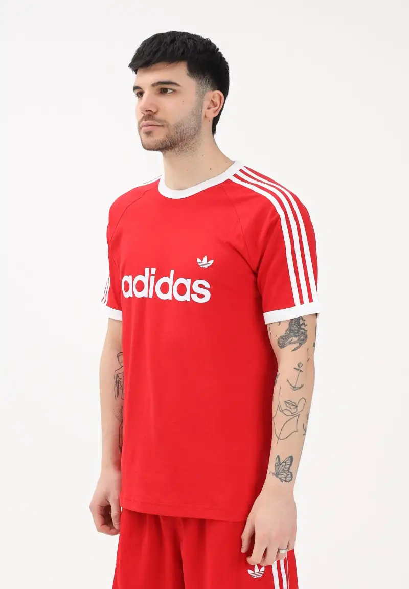 T-shirt a manica corta 3-Stripes Slim Ringer rossa da uomo