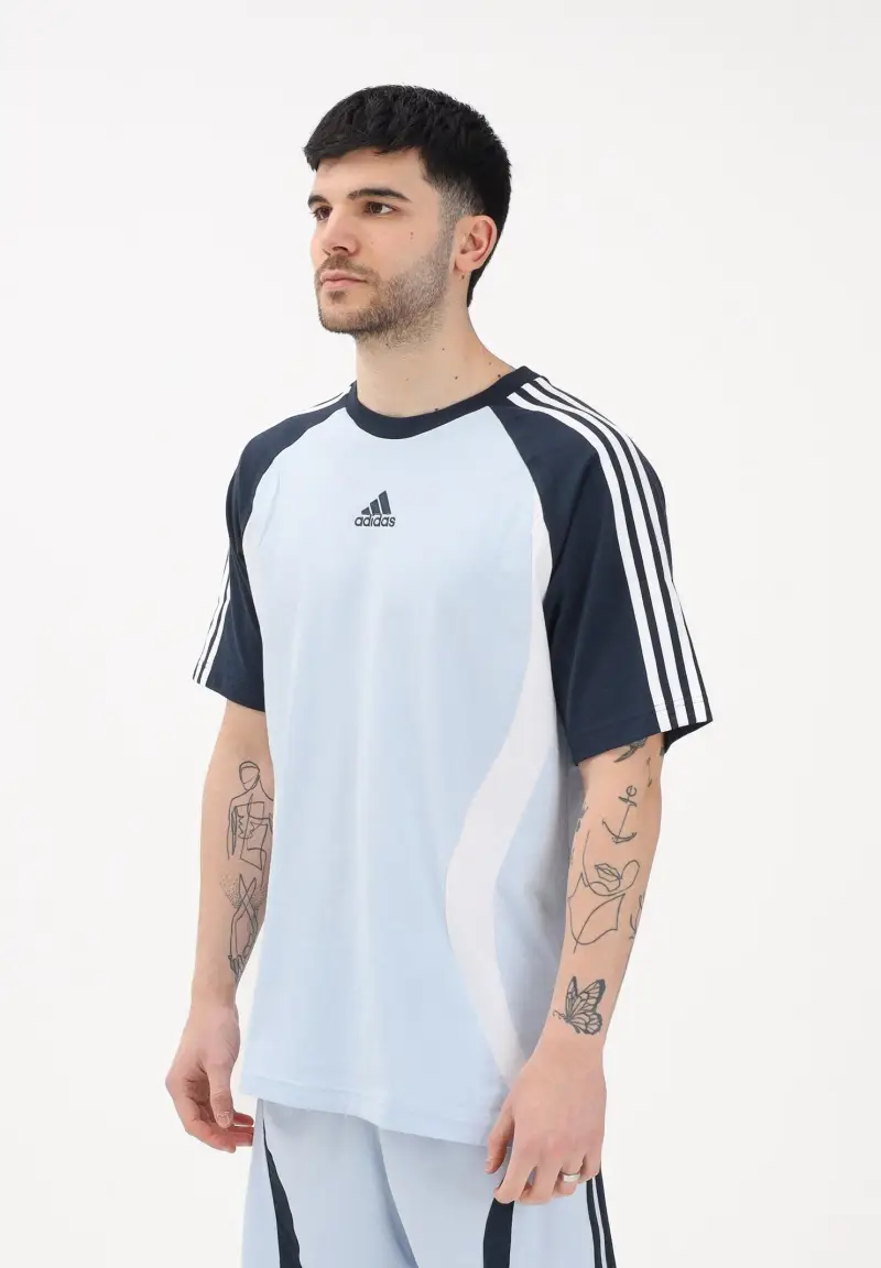 T-shirt a manica corta Adicolor Teamgeist celeste da uomo