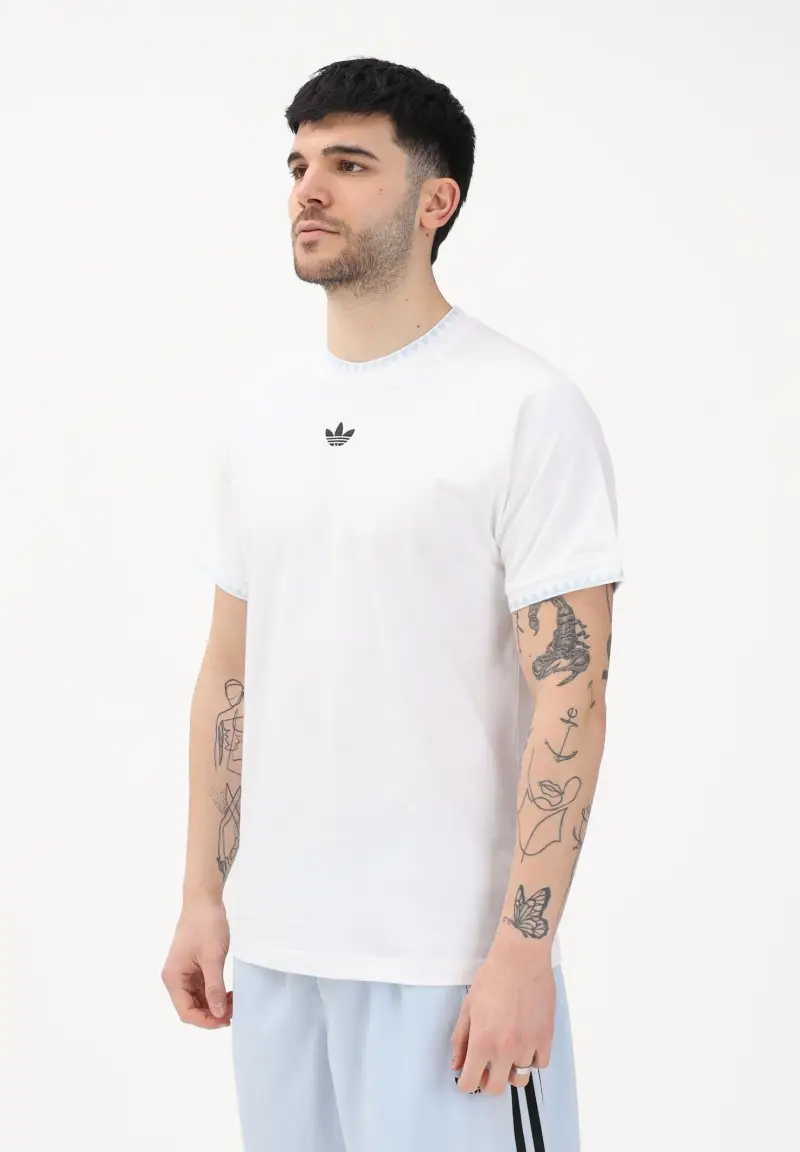 T-shirt a manica corta CHEST STRIPES ENGINEERED COLLAR bianca da uomo