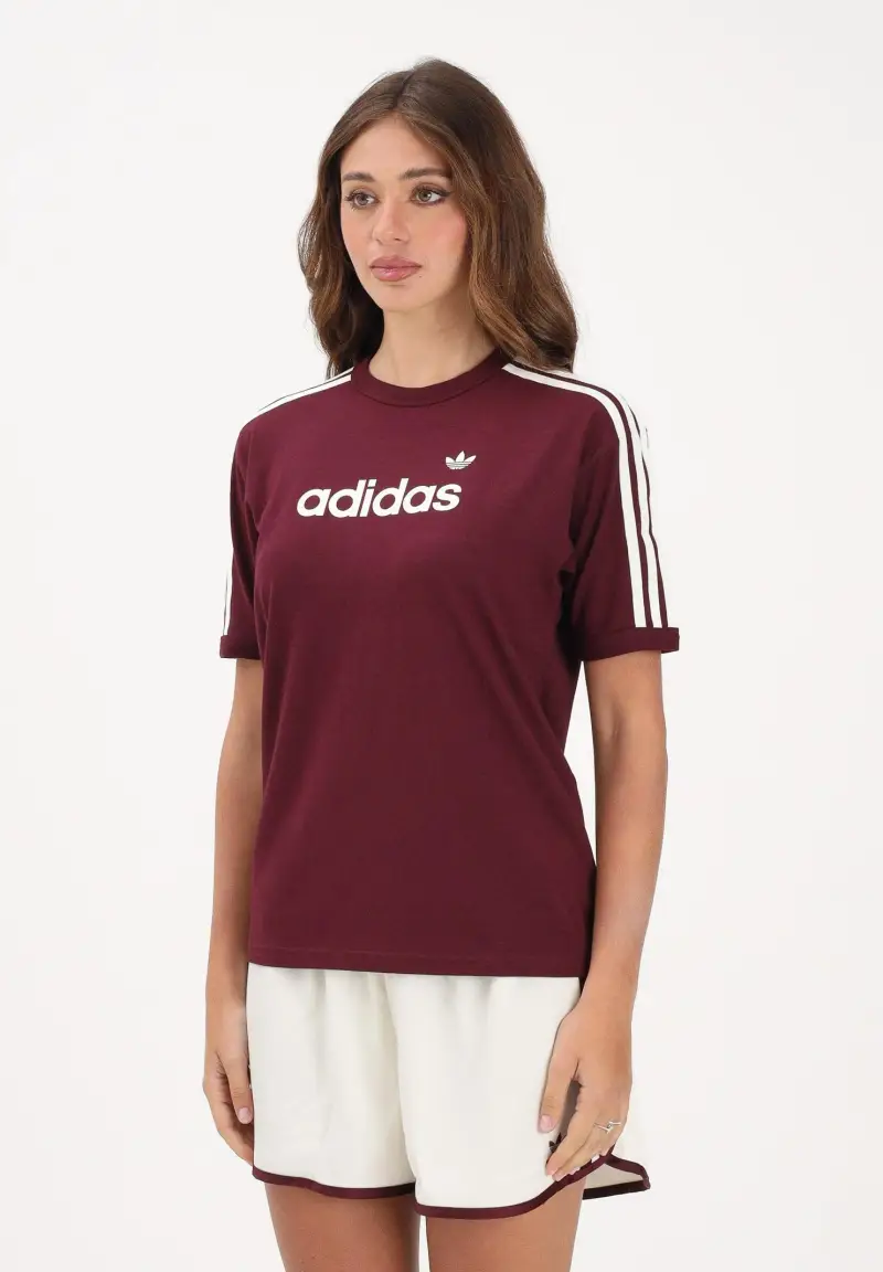 T-shirt a manica corta LINEAR bordeaux da donna