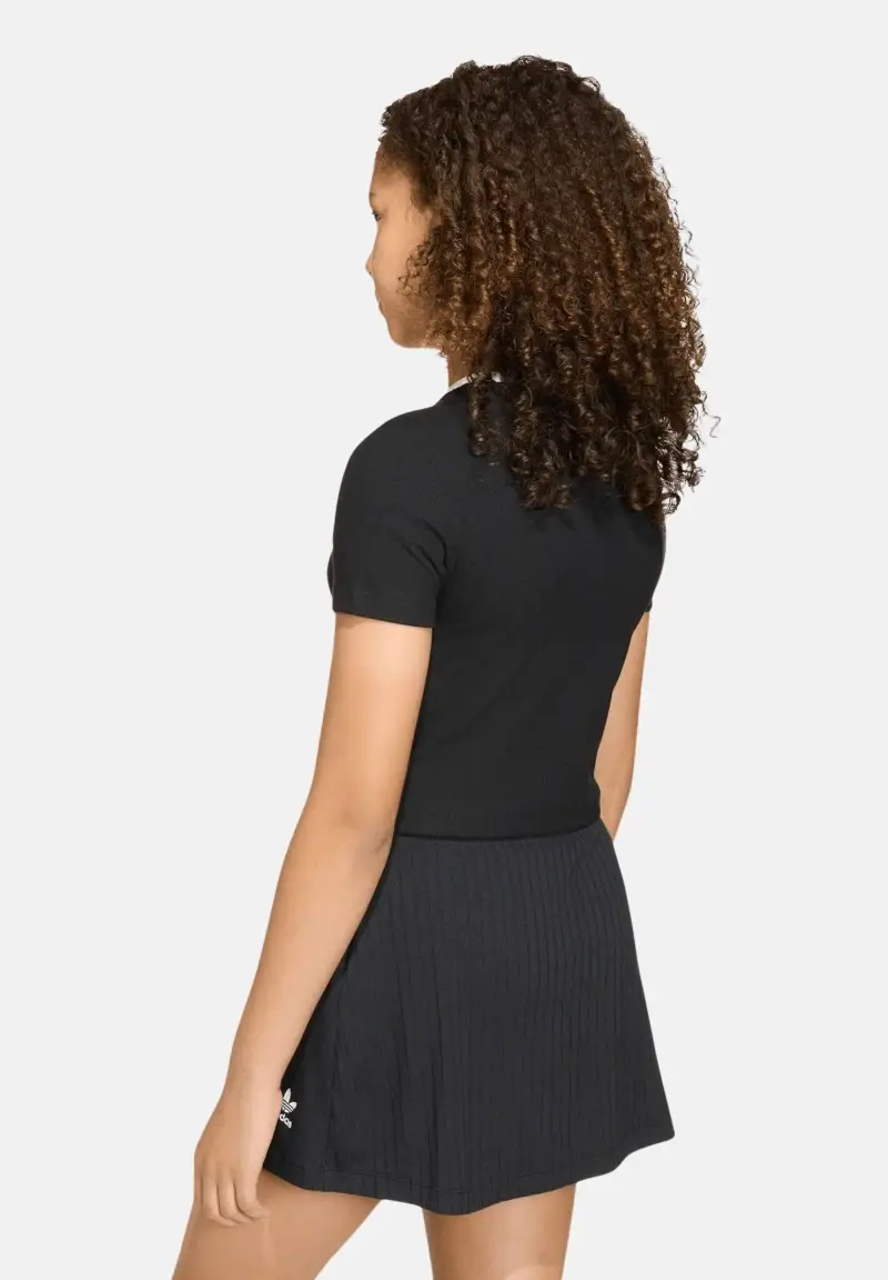 T-shirt a manica corta Tight Mini Rib nera da bambina miniatura 2