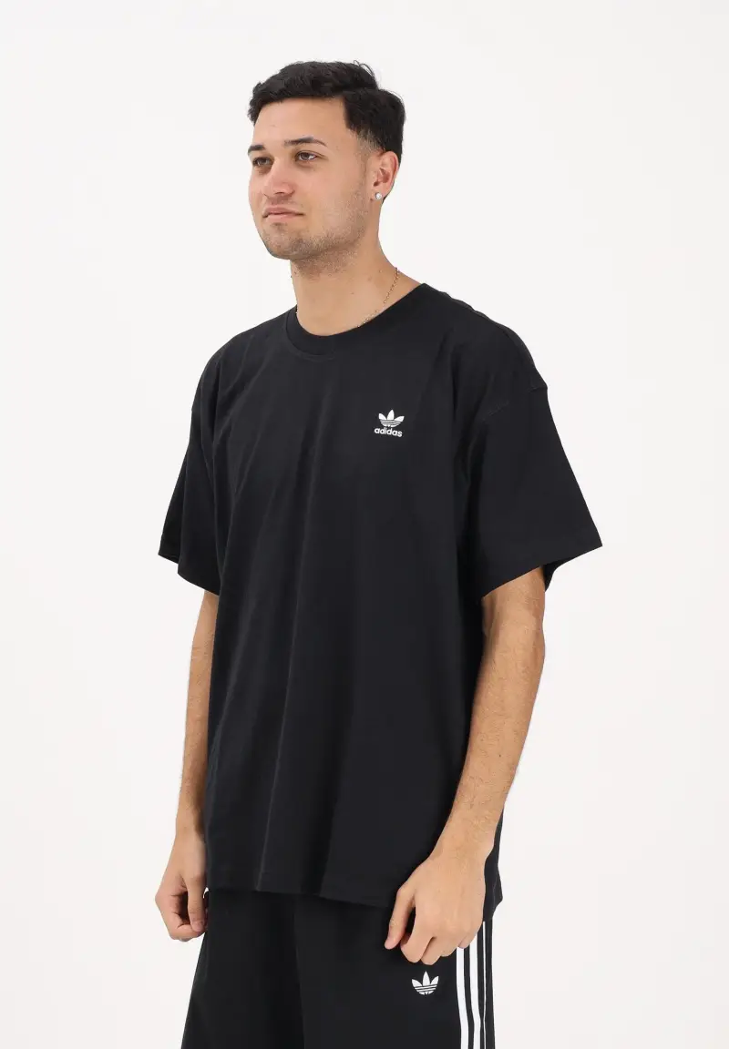 T-shirt a manica corta Trefoil Essentials Oversized nera da uomo