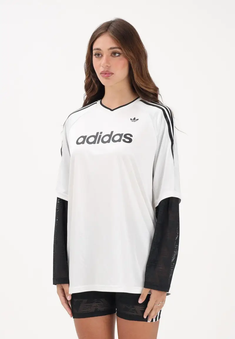 T-shirt a manica lunga LACE bianca e nera da donna