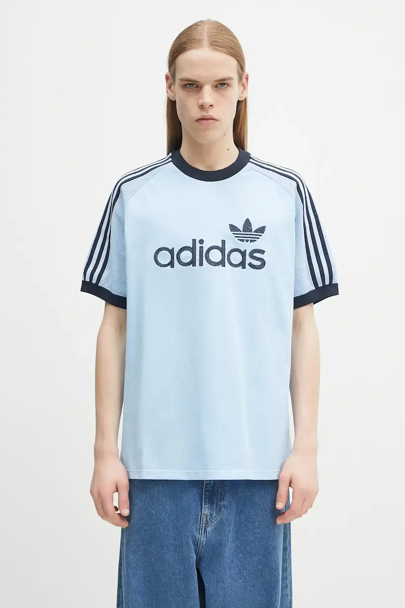 t-shirt Premium Knitted Tee colore blu con applicazione JN5557