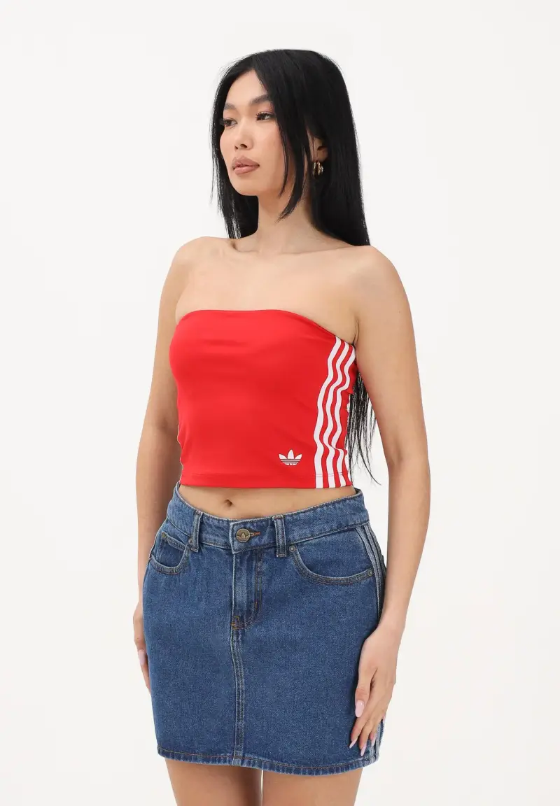 Top 3 STRIPES TUBE rosso da donna