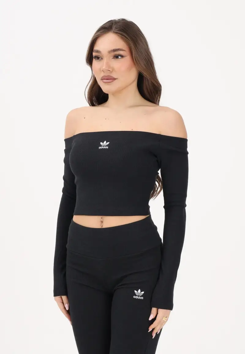 Top Essentials Rib Off nero da donna