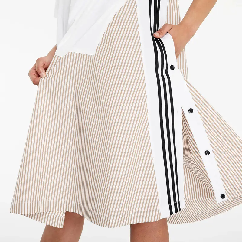 Originals Tre Strisce Color Block Girocollo Dritto Casual Manica Corta Abito da Donna Bianco H59022 XS miniatura 5