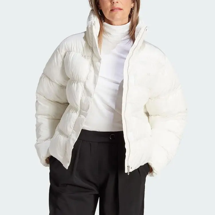 Originals Trefoil Vegan Puffer Jacket With Stand Collar And Long Sleeves Women Outerwear White IJ8236 XL miniatura 3
