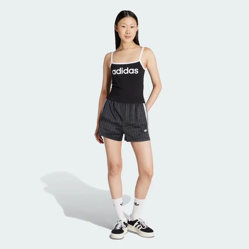 Pantaloncini adidas Originals in raso con strisce a spillo Black miniatura 3