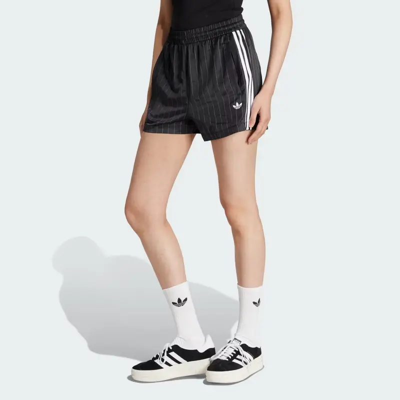 Pantaloncini adidas Originals in raso con strisce a spillo Black