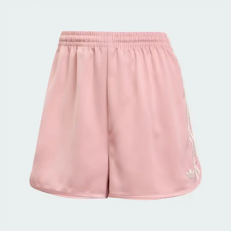 Pantaloncini in raso adidas Originals con volant 3 Strisce Wonder Mauve miniatura 4