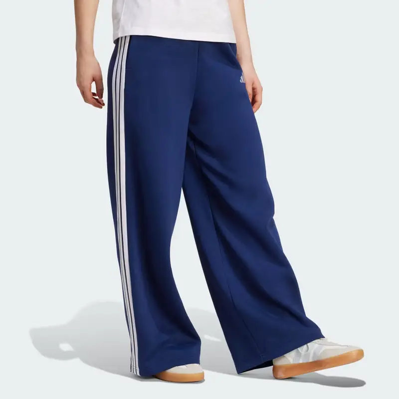 Pantaloni adidas 3-Stripes Fleece Wide Dark Blue miniatura 3
