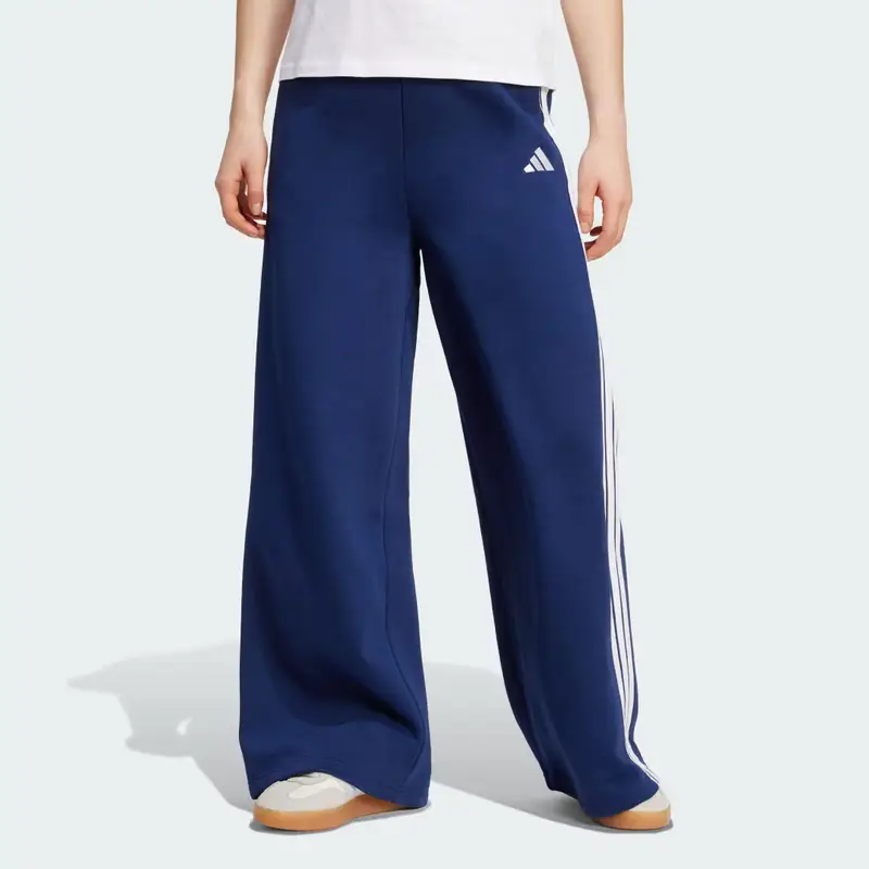 Pantaloni adidas 3-Stripes Fleece Wide Dark Blue