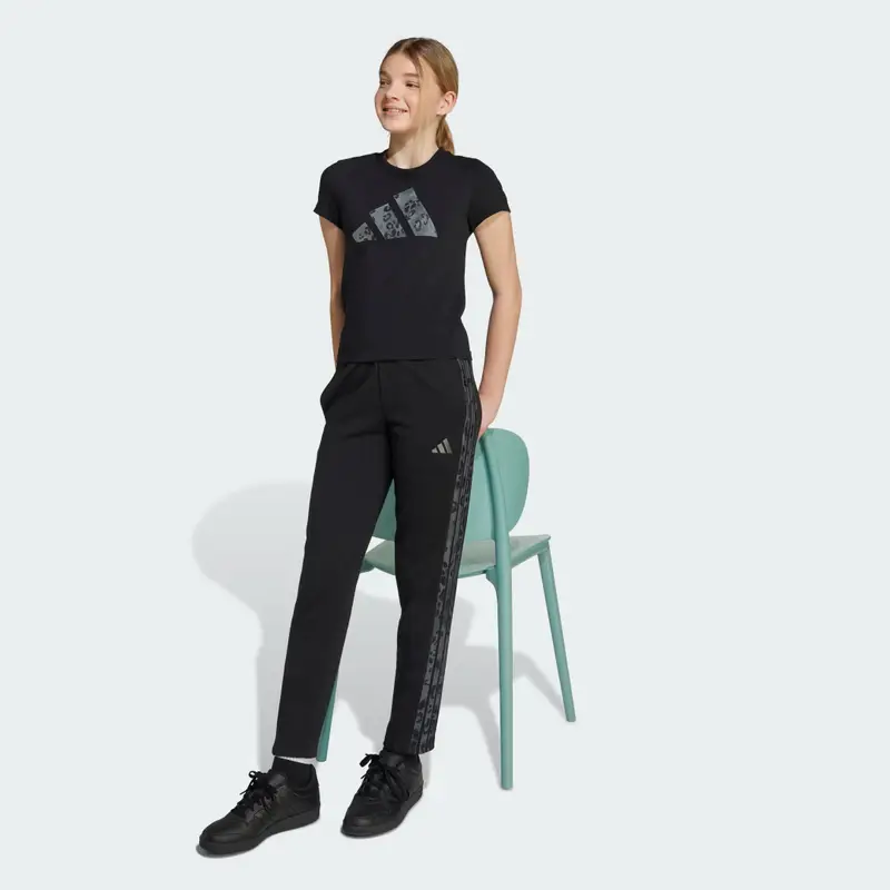 Pantaloni adidas Bambini 3 Strisce Animal French Terry Black miniatura 3