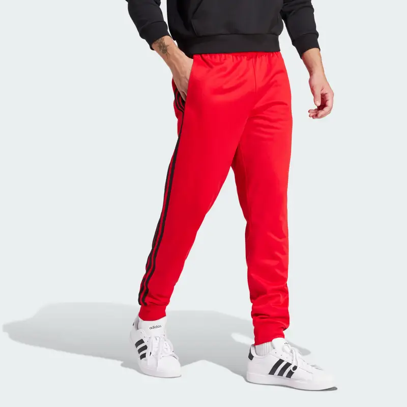 Pantaloni da allenamento Primegreen Essentials Warm-Up Tapered 3-Stripes Scarlet miniatura 3
