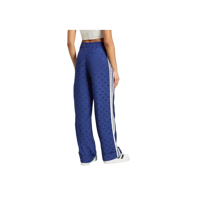 Adidas Pantaloni da donna blu navy in tessuto jacquard con logo miniatura 3
