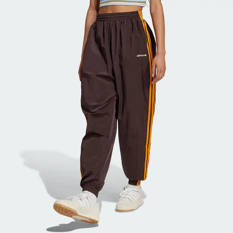 Pantaloni della tuta Adidas Originals anni 80 con tre strisce a contrasto e vita elastica con coulisse Pantaloni da donna grigio scuro marrone JC6147 XL miniatura 4