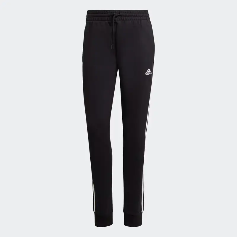 Pantaloni Essentials 3-Stripes French Terry Cuffed Black