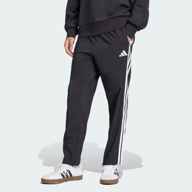 Pantaloni Essentials 3-Stripes Stanford Open Hem Black