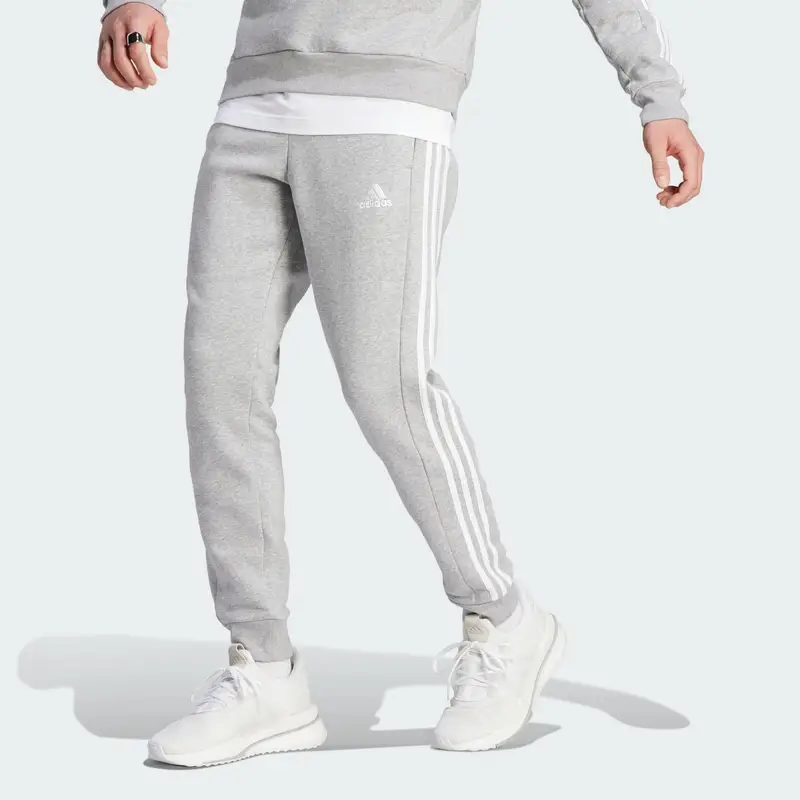 Pantaloni Essentials Fleece 3-Stripes Tapered Cuff | Adidas Grigio
