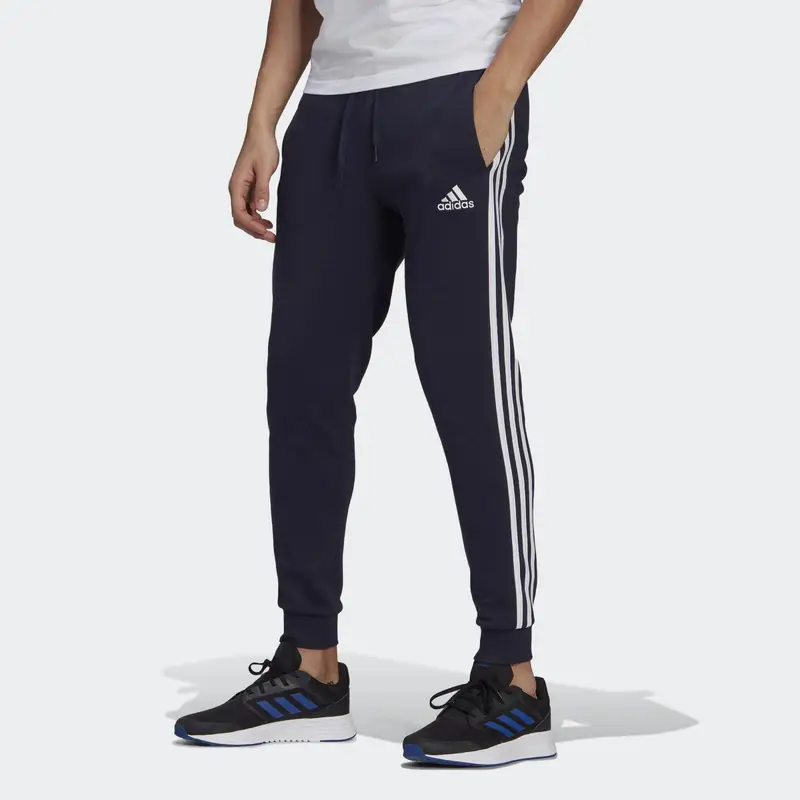 Pantaloni Essentials Fleece Fitted 3-Stripes | Adidas Blu petrolio
