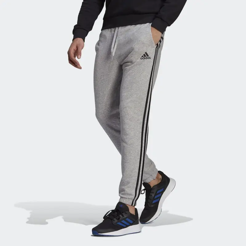 Pantaloni Essentials French Terry Tapered 3-Stripes | Adidas Grigio