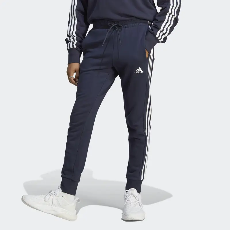 Pantaloni Essentials French Terry Tapered Cuff 3-Stripes | Adidas Blu petrolio