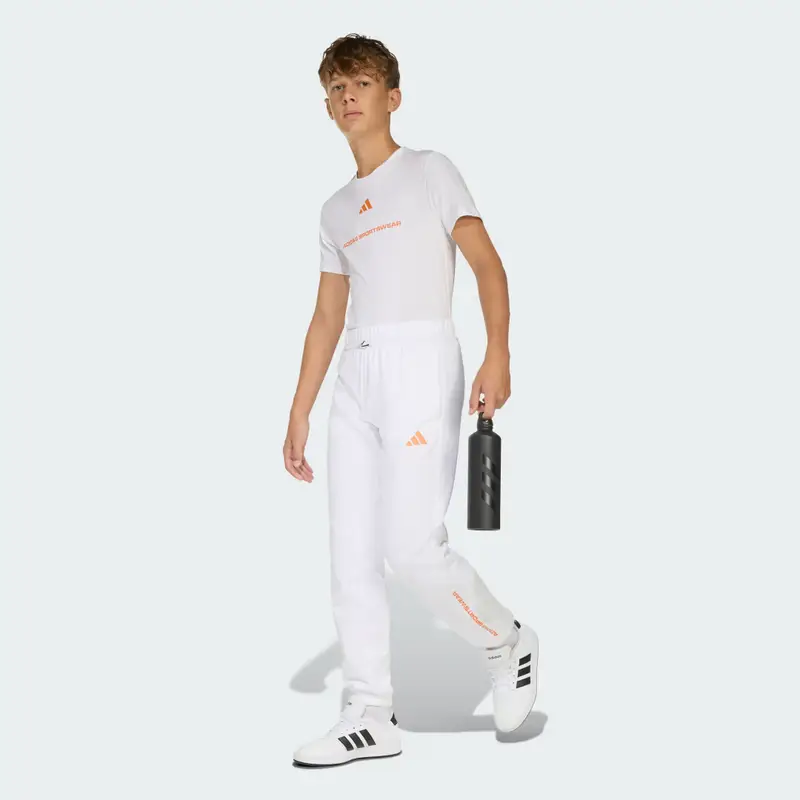 Pantaloni in tessuto felpato adidas White miniatura 3