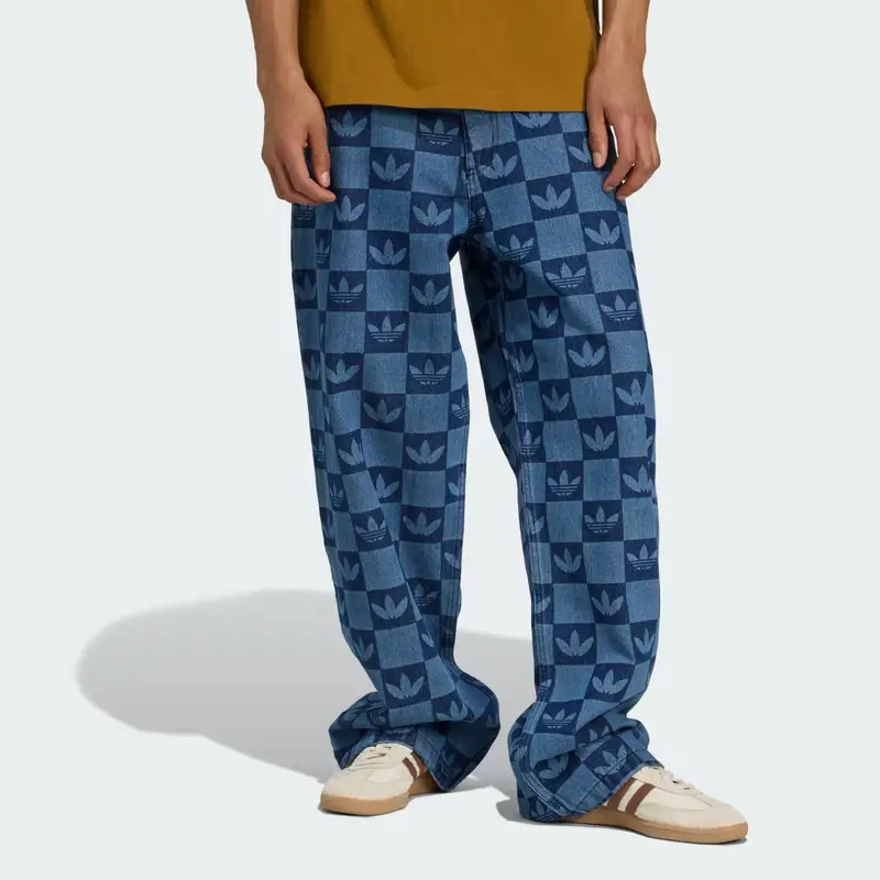 Pantaloni Monogram All Over Print Regular Denim Indigo Denim