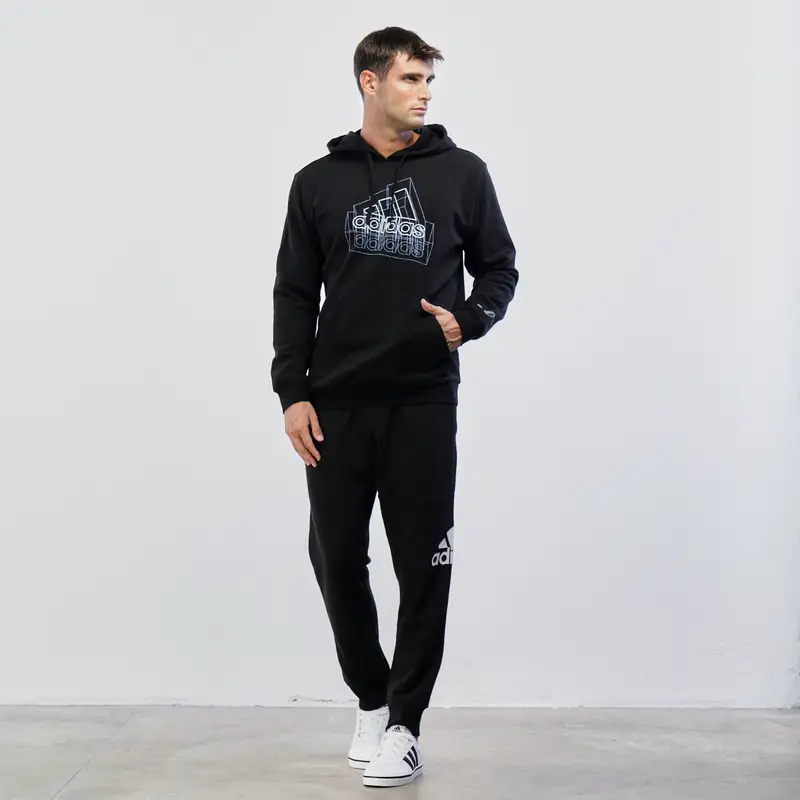 Pantaloni neri con logo laterale in cotone