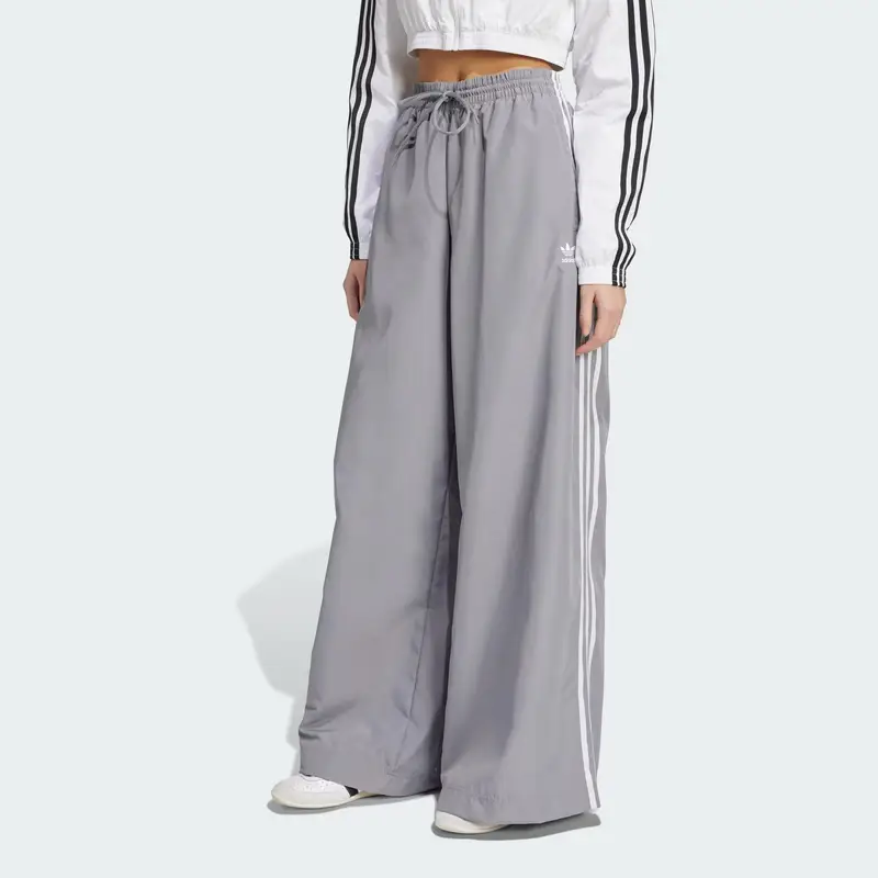Pantaloni sportivi in maglia a gamba larga e ampia con coulisse e logo a righe Adidas Originals da donna, fondo grigio JD3389 L miniatura 3