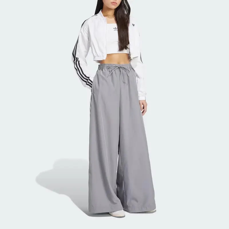 Pantaloni sportivi in maglia a gamba larga e ampia con coulisse e logo a righe Adidas Originals da donna, fondo grigio JD3389 XXS miniatura 4