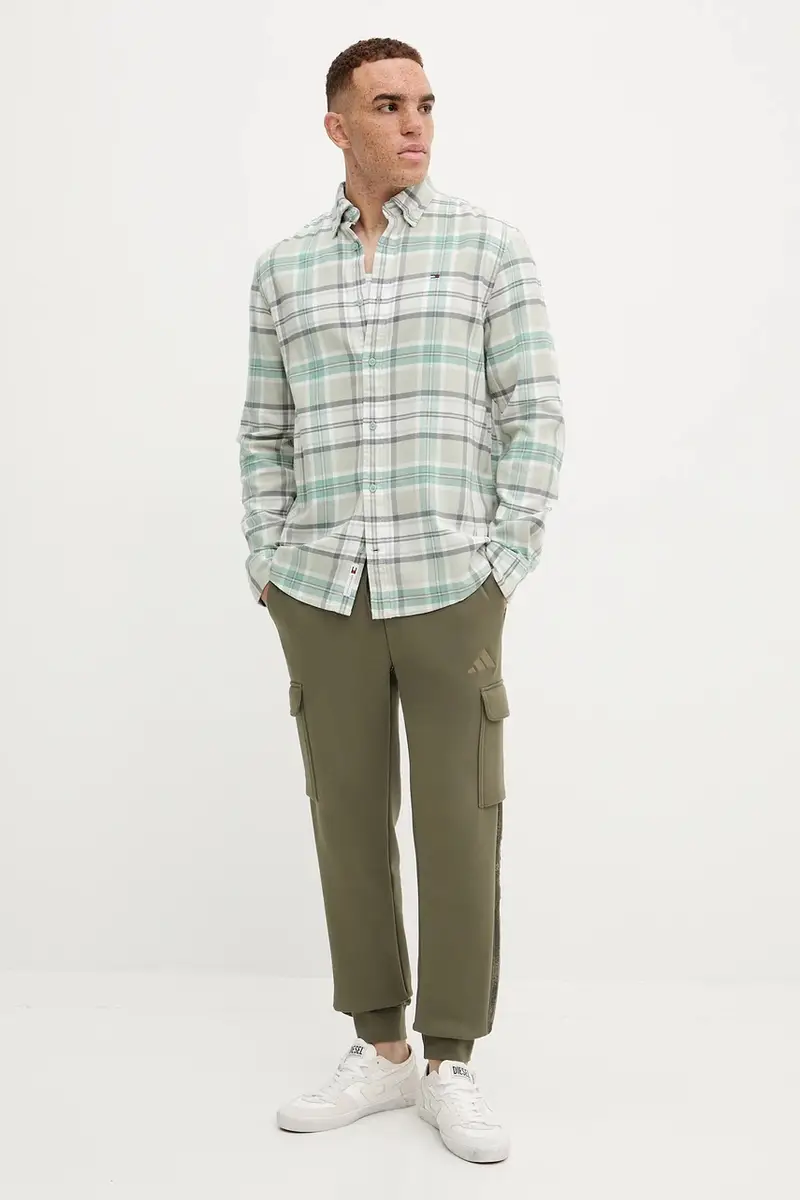 pantaloni tuta uomo colore verde con applicazione JM1714 miniatura 2